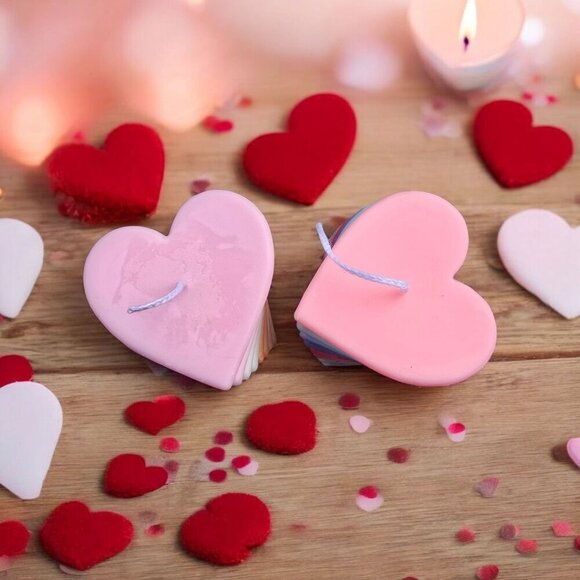 Heart-Shaped ✦ Soy Wax Candles ✦ Purification Scent Ritual Pair Handmade NWT - Picture 2 of 6